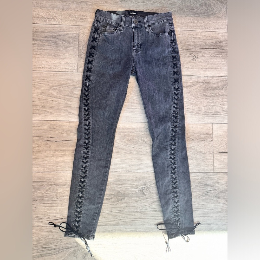 Hudson The Stevie Contour Lace Up Skinny Jeans Black size 26 - Picture 4 of 8